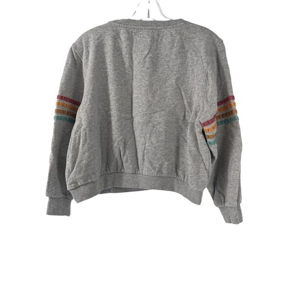 Rip Curl Sweatshirt Rainbow Stripe Balloon Sleeve Gray Crew Neck Womens Size XS - Picture 2 of 6